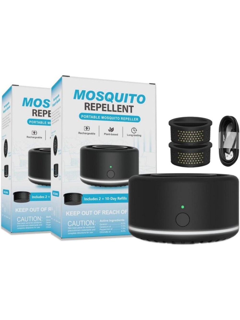 Portable Mosquito Repellent Devices - 2 Pack with Refills for Camping & Outdoor